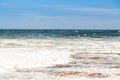 Ocean rock pool at Cronulla, NSW, Australia at high tide following storm weather