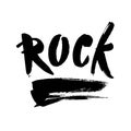 Rock postcard. Ink illustration. Modern brush calligraphy. Isolated on white background.