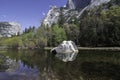 Rock reflected in Mirror Lake, Yosemite National Park Royalty Free Stock Photo