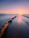 Rock reflections at sunset in barrika Royalty Free Stock Photo