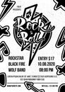 Rock and roll advertising monochrome poster vector Royalty Free Stock Photo
