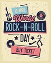 Rock and Roll Concert Day Typography Banner. Buy Ticket on Concert at Special Offer. Metal and Punk Music and Cool Effect Royalty Free Stock Photo