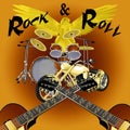 Rock and roll drum kit with bike Royalty Free Stock Photo