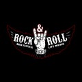 Rock and roll festival. Rocker sign and wings. Design element for logo, label, emblem, sign, poster.