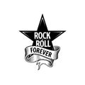 Rock and Roll forever star and ribbon vector illustration