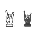 Rock and roll gesture line and solid icon, Hand gestures concept, Heavy metal sign on white background, sign of the Royalty Free Stock Photo