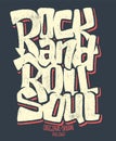 Rock and roll grunge print, vector graphic design. t-shirt print lettering. Royalty Free Stock Photo