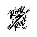 Rock and Roll hand drawn vector lettering. Music Festival logo. Isolated Royalty Free Stock Photo