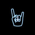 Rock and roll hand icon in neon style. One of Life style collection icon can be used for UI, UX