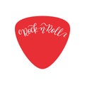 Rock and roll hand lettering on plectrum