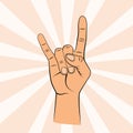 Rock and roll sign or goat hand gesture Royalty Free Stock Photo