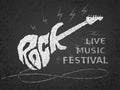 Rock and roll. Lettering in form of electric guitar on black grunge background Royalty Free Stock Photo