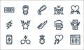 rock and roll line icons. linear set. quality vector line set such as settings, skull, energy drink, love, sunglasses, ray, beer,