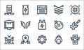 rock and roll line icons. linear set. quality vector line set such as speaker, bracelet, drum set, fire, guitar pick, stage, cd,