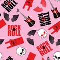 Rock and roll seamless pattern. Symbol of rock music. Background Royalty Free Stock Photo