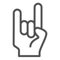 Rock and roll sign line icon. Rock gesture vector illustration isolated on white. Heavy rock outline style design Royalty Free Stock Photo