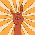 Rock and roll sign tanned hand gesture Royalty Free Stock Photo