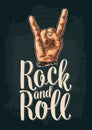 Rock and Roll sign. Vector black vintage engraved illustration. Royalty Free Stock Photo