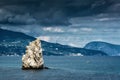 The rock Sail in the Black Sea in Crimea Royalty Free Stock Photo