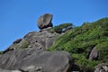 Rock Sail in Thailand. Ancient cliffs, in some places covered with green shrubs.