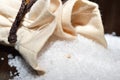 Rock salt in a jute bag - closeup of salt mineral crystals