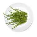 Rock samphire plants on plate