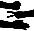 Rock scissors paper silhouette