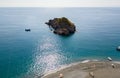 Rock of the Scorzone, aerial view, island, San Nicola Arcella, Cosenza Province, Calabria, Italy