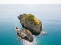 Rock of the Scorzone, aerial view, island, San Nicola Arcella, Cosenza Province, Calabria, Italy