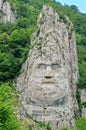 The Stone Statue of Decebalus, king of the Dacians, at the Iron Gates, on Danube River - landmark attraction in Romania Royalty Free Stock Photo