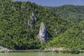 Rock sculpture of Decebalus at Danube river in Romania Royalty Free Stock Photo