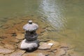 Rock sculpture and lake