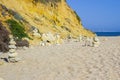 Rock sculptures on Prai da Oura Beach at Albuferia Portugal Royalty Free Stock Photo