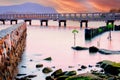 Rock on Sea shore Evening Time Beautiful Sunset Sea scape