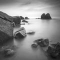 Rock seascape in black and white