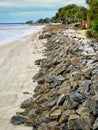 Rock Seawall Along Coastal Park