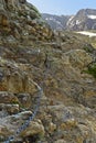 Rock section secured with a steel cable on the way to the BietschhornhÃ¼tte Royalty Free Stock Photo