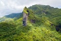 Rock with the shape of a Giant Tiki head on Raiatea island. Raiatea, Leeward Islands, Society Islands, French Polynesia, Oceania.