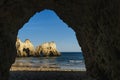 Rock shapes and shilouettes in Three Brothers Beach in Algarve, Portimao, Portugal