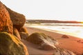 rock silluete at the beach in sunset time Royalty Free Stock Photo