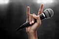 Rock singer metal hand sign