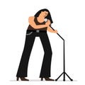 Rock singer with microphone flat vector illustration Royalty Free Stock Photo