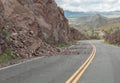 Rock slide on a roadway in western Arizona