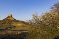 Rock of Solutre with vineyards, Burgundy, Solutre-Pouilly, France