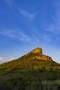 Rock of Solutre with vineyards, Burgundy, Solutre-Pouilly, France