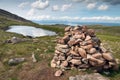 Rock stack and pool,summit of Bealach na Ba mountain pass,Highlands of Scotland,United Kingdom