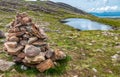 Rock stack and pool,summit of Bealach na Ba mountain pass,Highlands of Scotland,United Kingdom