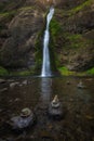 Rock stacks in front of Horsetail Falls in Oregon Royalty Free Stock Photo