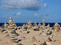 Rock Stacks Wish Piles on Aruba Island Beaches in the Caribbean