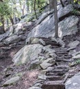 Rock stairs on the mountain trail